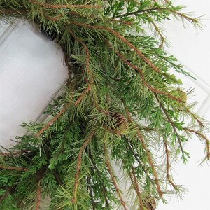 Artificial Cedar Pine Wreath Evergreen Everyday Home Decor Rustic Minimalist Door Accent Indoor Outdoor Wreath Year Round Pine image 6