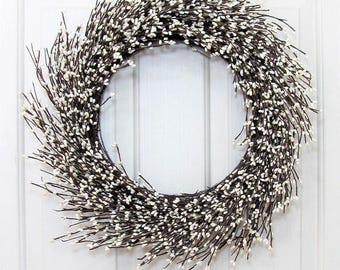 STORM DOOR Decor - Spring Wreath - Farmhouse Wreath - Ivory Berry Wreath - Wedding Wreath - Rustic Wreaths - Front Door Wreath Mother's Day