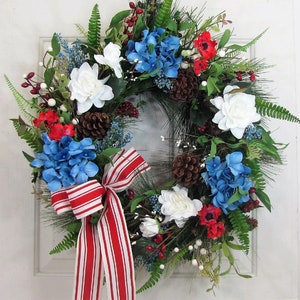 Patriotic Home or Door Decor American Flag Wreath Independence Day Porch Decor Summer Door Hanger Wreath for Memorial Day July 4th image 3