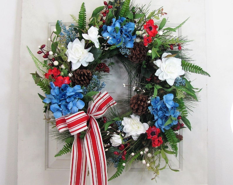 Patriotic Home or Door Decor American Flag Wreath Independence Day Porch Decor Summer Door Hanger Wreath for Memorial Day July 4th image 3