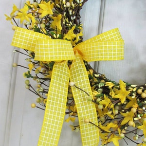 Spring Forsythia & Berry Wreath Yellow Wreaths for Your Home Country Farmhouse Wreath for Front Door Primitive Wreath Designawreath image 9