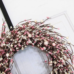 SMALL Pink & Ivory Berry Wreaths Every Day Wreaths Girls Baby Shower Decor Valentine Wreath Spring Mirror Wreath Berry Home Decor image 4