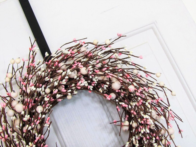 SMALL Pink & Ivory Berry Wreaths Every Day Wreaths Girls Baby Shower Decor Valentine Wreath Spring Mirror Wreath Berry Home Decor image 4