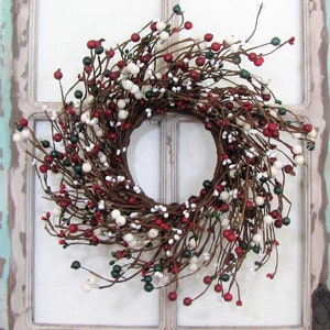 SMALL Everyday Berry Wreath Window or Mirror Wreath Country Farmhouse Pantry Door Wreath for Cabinet Primitive Wreaths Mini Decor image 1