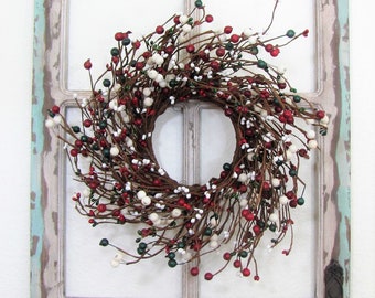 SMALL Everyday Berry Wreath - Window or Mirror Wreath - Country Farmhouse Pantry Door - Wreath for Cabinet - Primitive Wreaths - Mini Decor