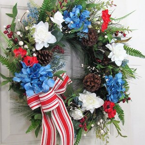 Patriotic Home or Door Decor American Flag Wreath Independence Day Porch Decor Summer Door Hanger Wreath for Memorial Day July 4th image 2