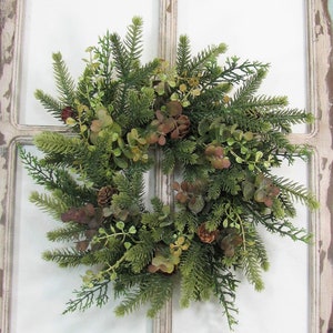 SMALL Eucalyptus and Pine Wreath Small Woodland Every Day Wreath or Candle Ring Pinecone Mirror Wreath Woodsy Wreaths Designawreath image 9