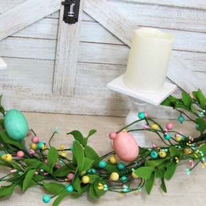 Easter Tablescape Easter Egg Garland Spring Floral & Berry Mantle Garland Easter Table Runner Garland for Mantel Spring Table Decor image 4