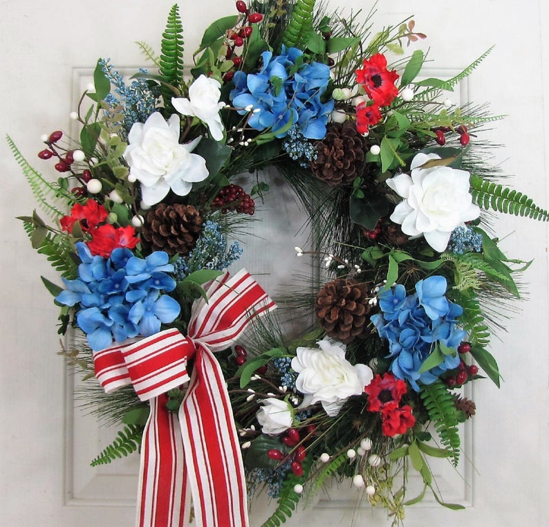 Patriotic Home or Door Decor American Flag Wreath Independence Day Porch Decor Summer Door Hanger Wreath for Memorial Day July 4th image 6