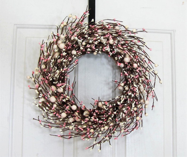 SMALL Pink & Ivory Berry Wreaths Every Day Wreaths Girls Baby Shower Decor Valentine Wreath Spring Mirror Wreath Berry Home Decor image 6