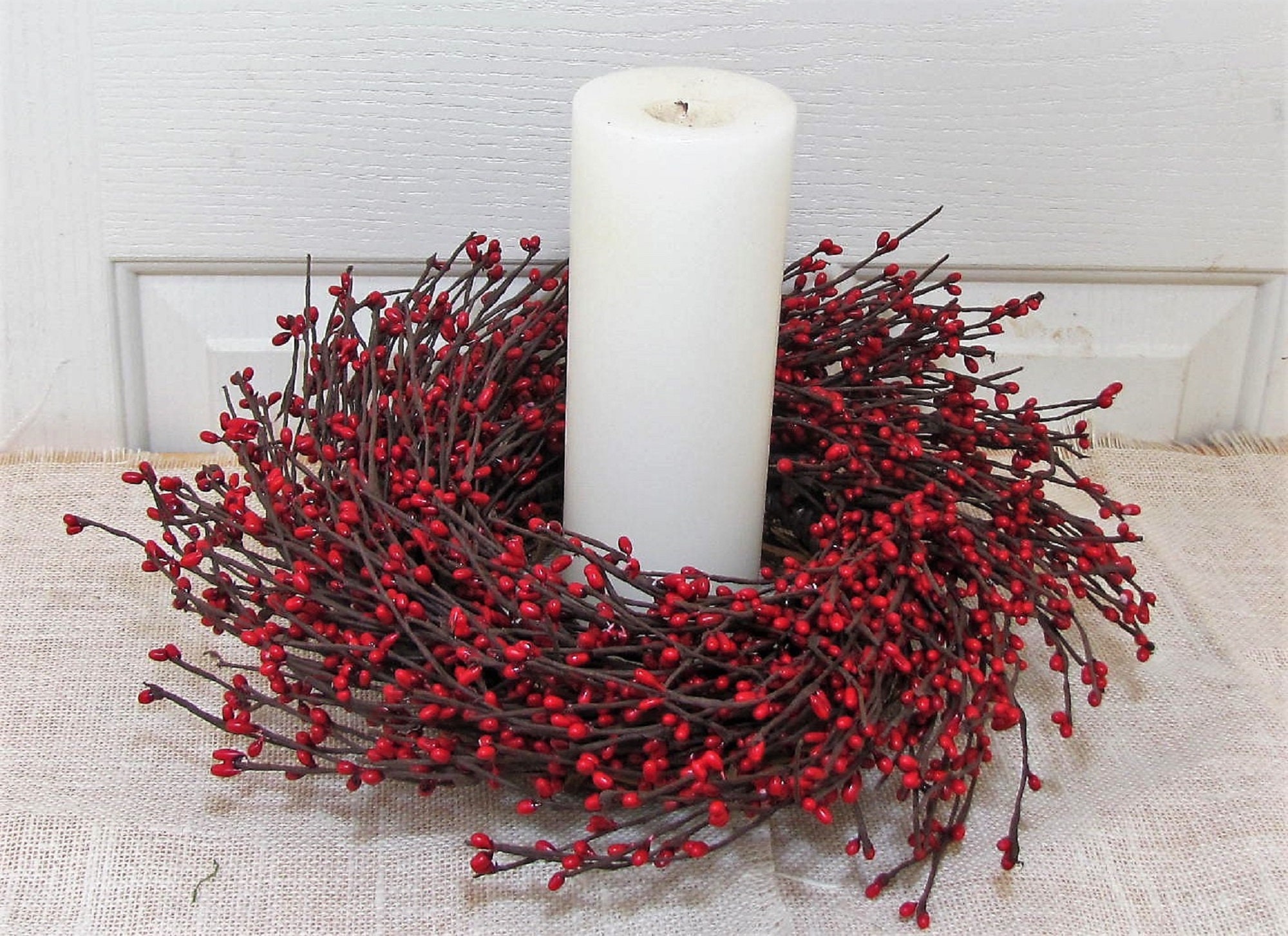 Valentine Red Berry Candle Ring Mini Window Wreath Etsy