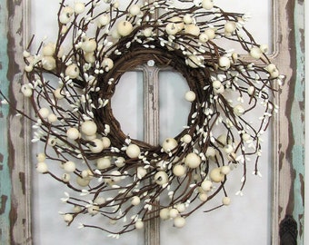 SMALL Everyday Berry Wreath - Kitchen Cabinet Wreath - Country Farmhouse Pantry Door - Wreath for Cabinet - Spring Home Decor