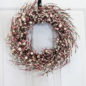 SMALL Pink & Ivory Berry Wreaths Every Day Wreaths Girls Baby Shower Decor Valentine Wreath Spring Mirror Wreath Berry Home Decor image 5