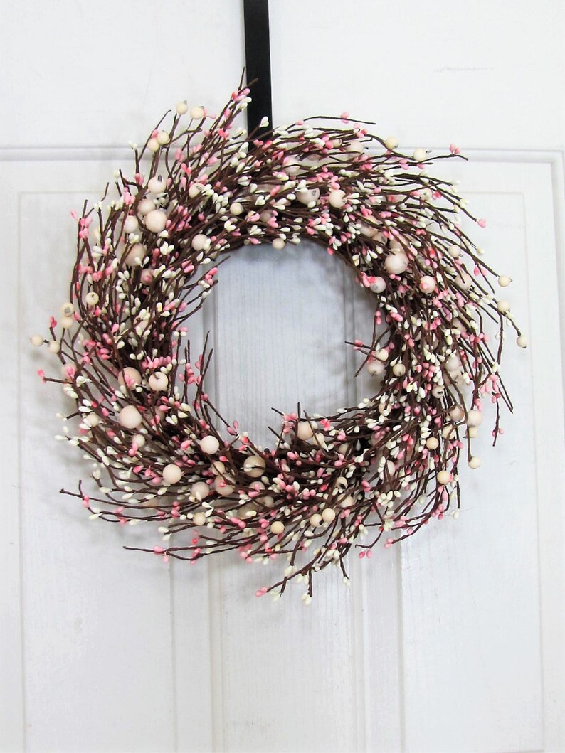 SMALL Pink & Ivory Berry Wreaths Every Day Wreaths Girls Baby Shower Decor Valentine Wreath Spring Mirror Wreath Berry Home Decor image 5