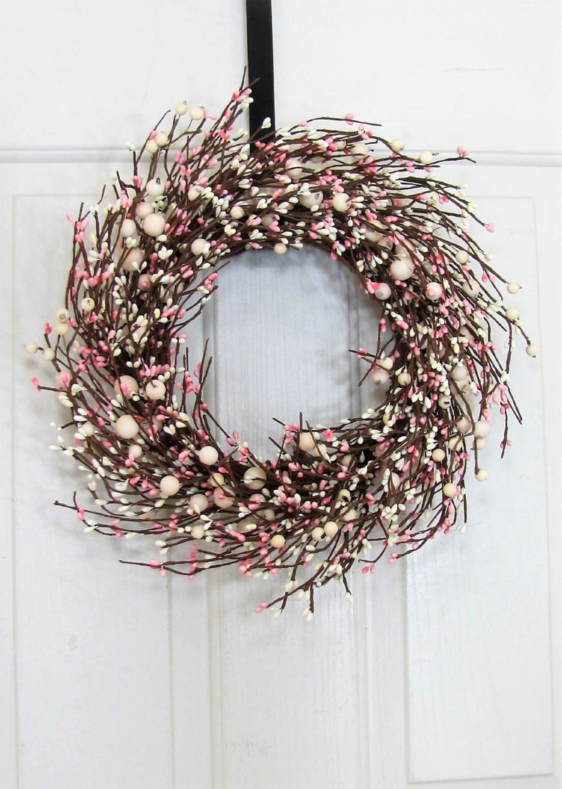 SMALL Pink & Ivory Berry Wreaths Every Day Wreaths Girls Baby Shower Decor Valentine Wreath Spring Mirror Wreath Berry Home Decor image 2
