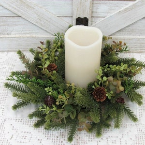 SMALL Eucalyptus and Pine Wreath Small Woodland Every Day Wreath or Candle Ring Pinecone Mirror Wreath Woodsy Wreaths Designawreath image 4