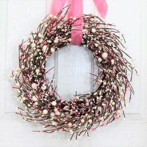 SMALL Pink & Ivory Berry Wreaths Every Day Wreaths Girls Baby Shower Decor Valentine Wreath Spring Mirror Wreath Berry Home Decor image 9