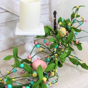 Easter Tablescape Easter Egg Garland Spring Floral & Berry Mantle Garland Easter Table Runner Garland for Mantel Spring Table Decor image 1