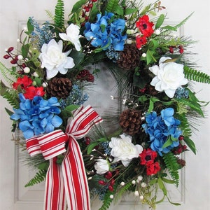 Patriotic Home or Door Decor American Flag Wreath Independence Day Porch Decor Summer Door Hanger Wreath for Memorial Day July 4th image 1