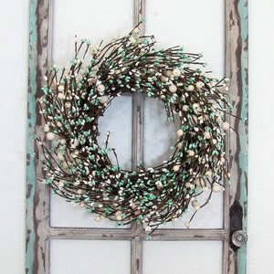 SMALL Teal Blue & Ivory Berry Wreaths Every Day Wreaths Baby Shower Decor Window Wreath Spring Mirror Wreath Berry Home Decor image 8