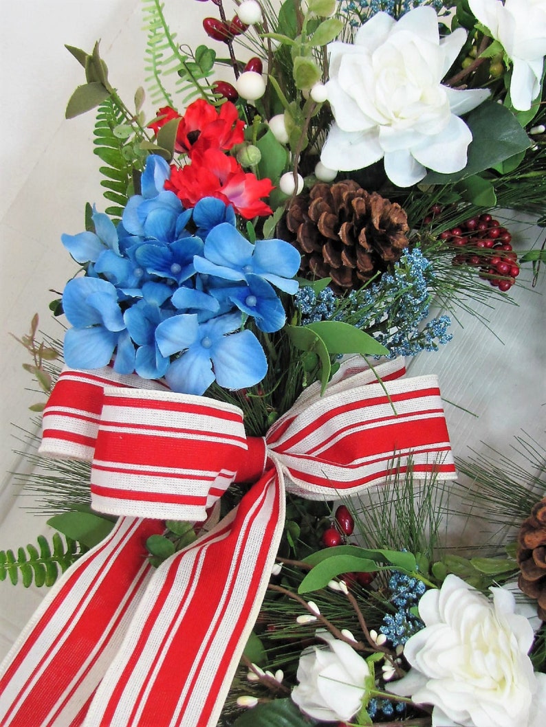 Patriotic Home or Door Decor American Flag Wreath Independence Day Porch Decor Summer Door Hanger Wreath for Memorial Day July 4th image 7