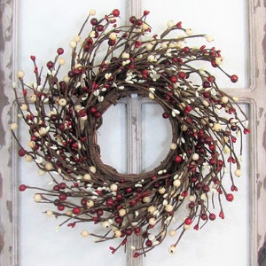 SMALL Everyday Berry Wreath Window or Mirror Wreath Country Farmhouse Pantry Door Wreath for Cabinet Primitive Wreaths Mini Decor image 2