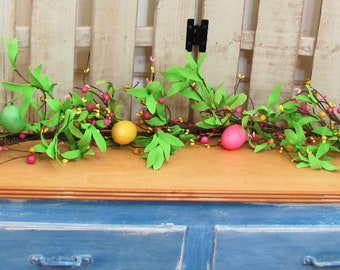 Easter Egg Garland - Spring Floral & Berry Mantle Garland - Easter Egg Decor - Garland for Mantel - Floral and Garden - Designawreath