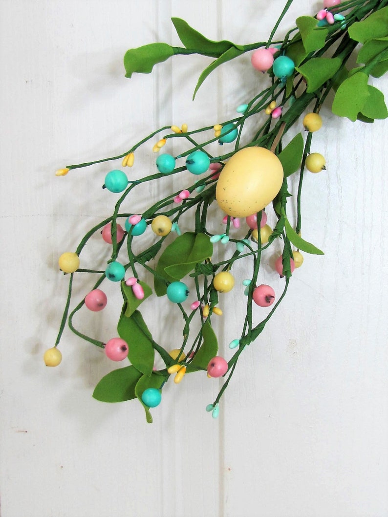 Easter Tablescape Easter Egg Garland Spring Floral & Berry Mantle Garland Easter Table Runner Garland for Mantel Spring Table Decor image 3