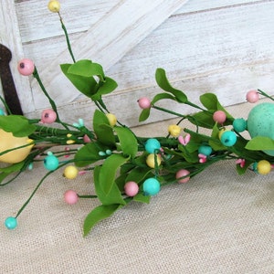 Easter Tablescape Easter Egg Garland Spring Floral & Berry Mantle Garland Easter Table Runner Garland for Mantel Spring Table Decor image 5