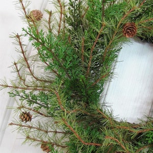 Artificial Cedar Pine Wreath Evergreen Everyday Home Decor Rustic Minimalist Door Accent Indoor Outdoor Wreath Year Round Pine image 4