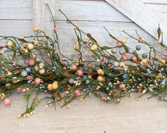 Pastel Berry Mantel Garlands - Berry Mantle or Table Garland - Spring Tablescape Decor - Garland for Mantel - Garland for Cabinets