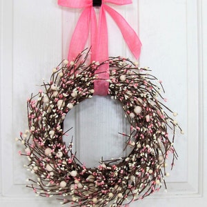 SMALL Pink & Ivory Berry Wreaths Every Day Wreaths Girls Baby Shower Decor Valentine Wreath Spring Mirror Wreath Berry Home Decor image 8