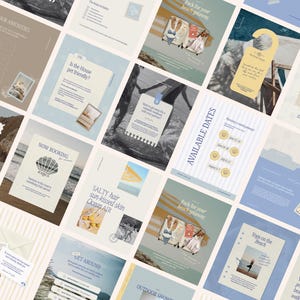 Coastal Airbnb Instagram-sjabloonbundel: host socialmediaposts voor strandhuisjes, VRBO en kortetermijnverhuur (canva)