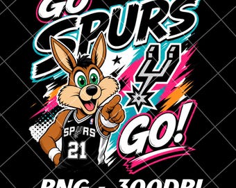 Go Spurs Go PNG, San Antonio Mascot Sublimation Design, Retro Fiesta Colors Basketball Fan Shirt, Coyote Graphic, Digital Download