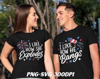 Funny 4th of July Couples SVG PNG, Matching Patriotic Shirts Design