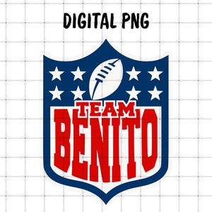 Team Benito Football Shield PNG, Sports Fan Design (Digital Download)