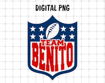 Team Benito Football Shield PNG, Sports Fan Design (Digital Download)