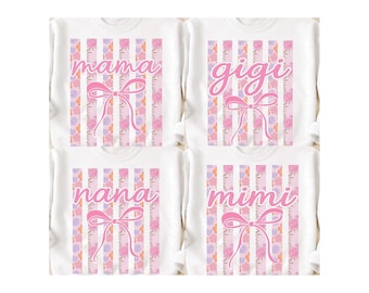 Paquete PNG Floral Mama Nana Gigi Mimi, Diseño Boho Femenino (Descarga Digital)