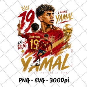 Lamine Yamal PNG, Spain Soccer Star PNG, Football Player Shirt Design, Spain football supporters, Soccer Fan Sublimation, Digital Downloads