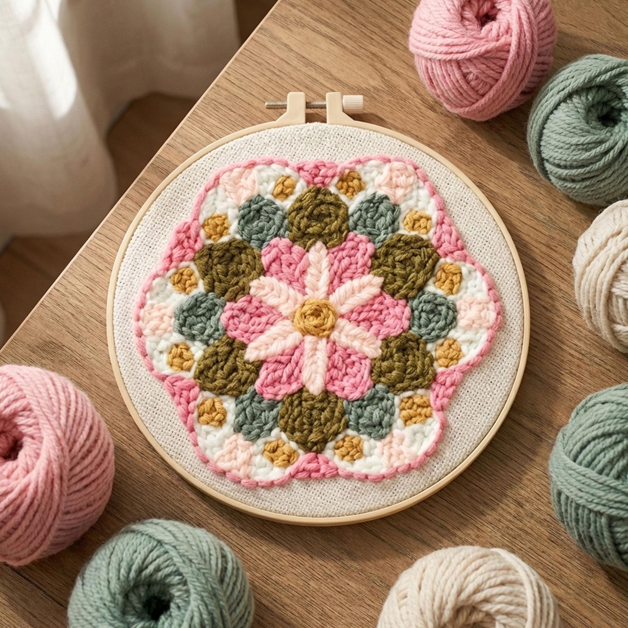 Floral Punch Needle Kit, Boho Embroidery Hoop Art, Beginner Craft ...