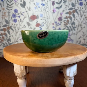 Vintage Dryden Pottery "Melody in Glaze" Bowl - Rare Volcanic Ash Glaze - Hot Springs Arkansas Art Pottery - Teal Drip Glaze Nut Bowl