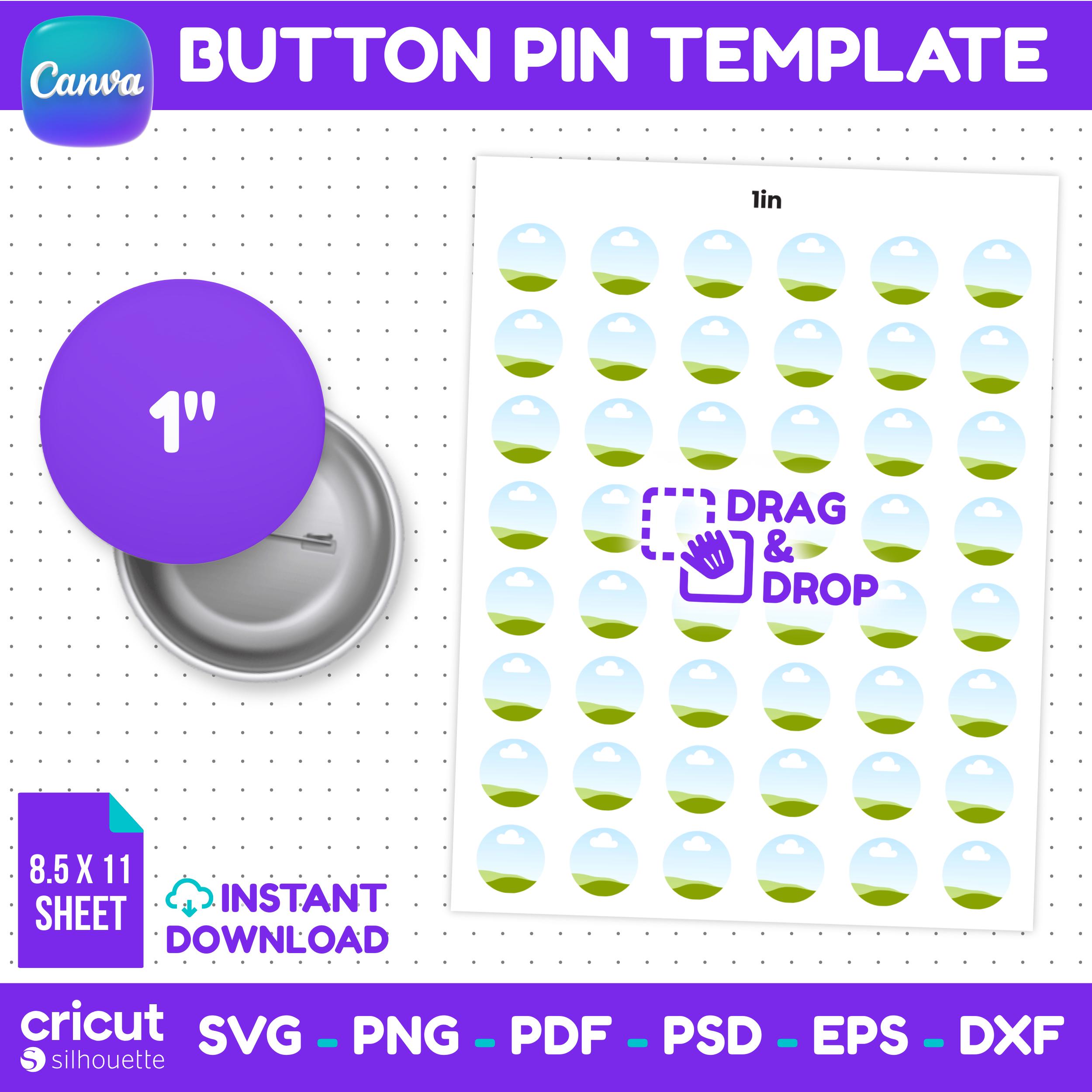 1 Inch Button Pin Template Canva Editable Round Badge Design (svg, Png ...
