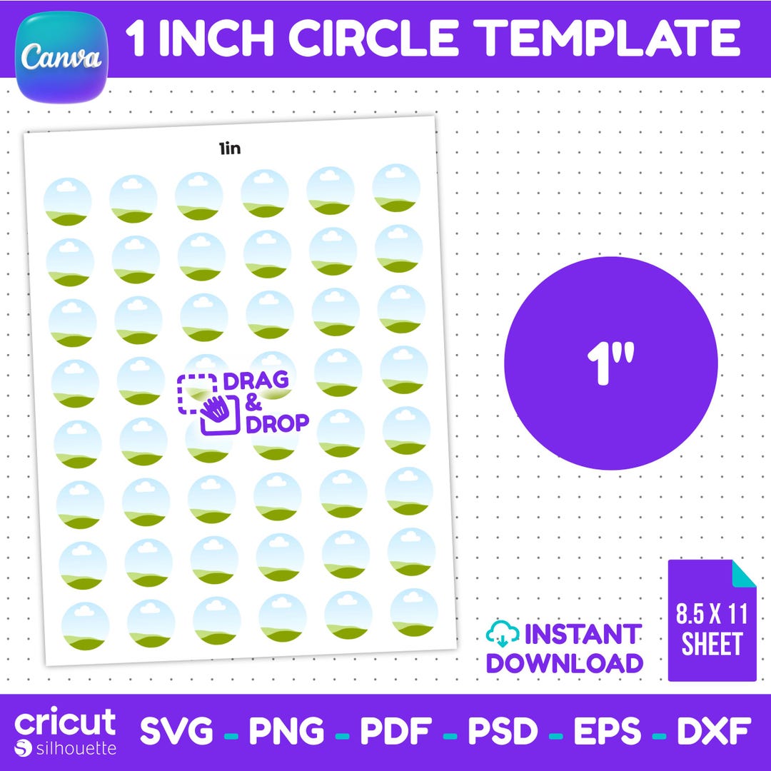 1 Inch Circle Template, Svg Png Pdf Dxf, Printable Sticker and Label ...