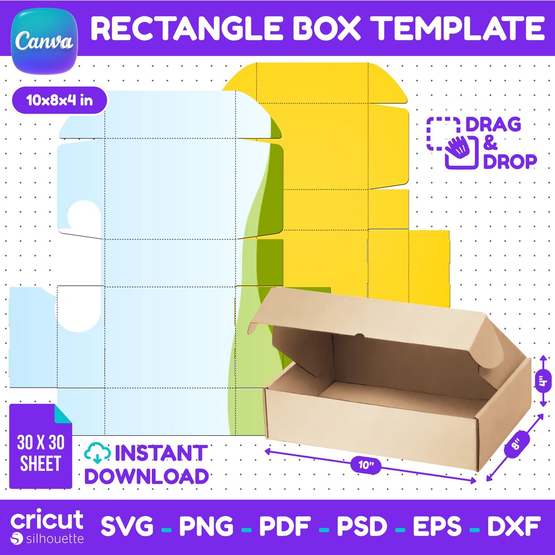 Rectangle Box Template, Rectangle Gift Box, Rectangular Box, Shipping ...