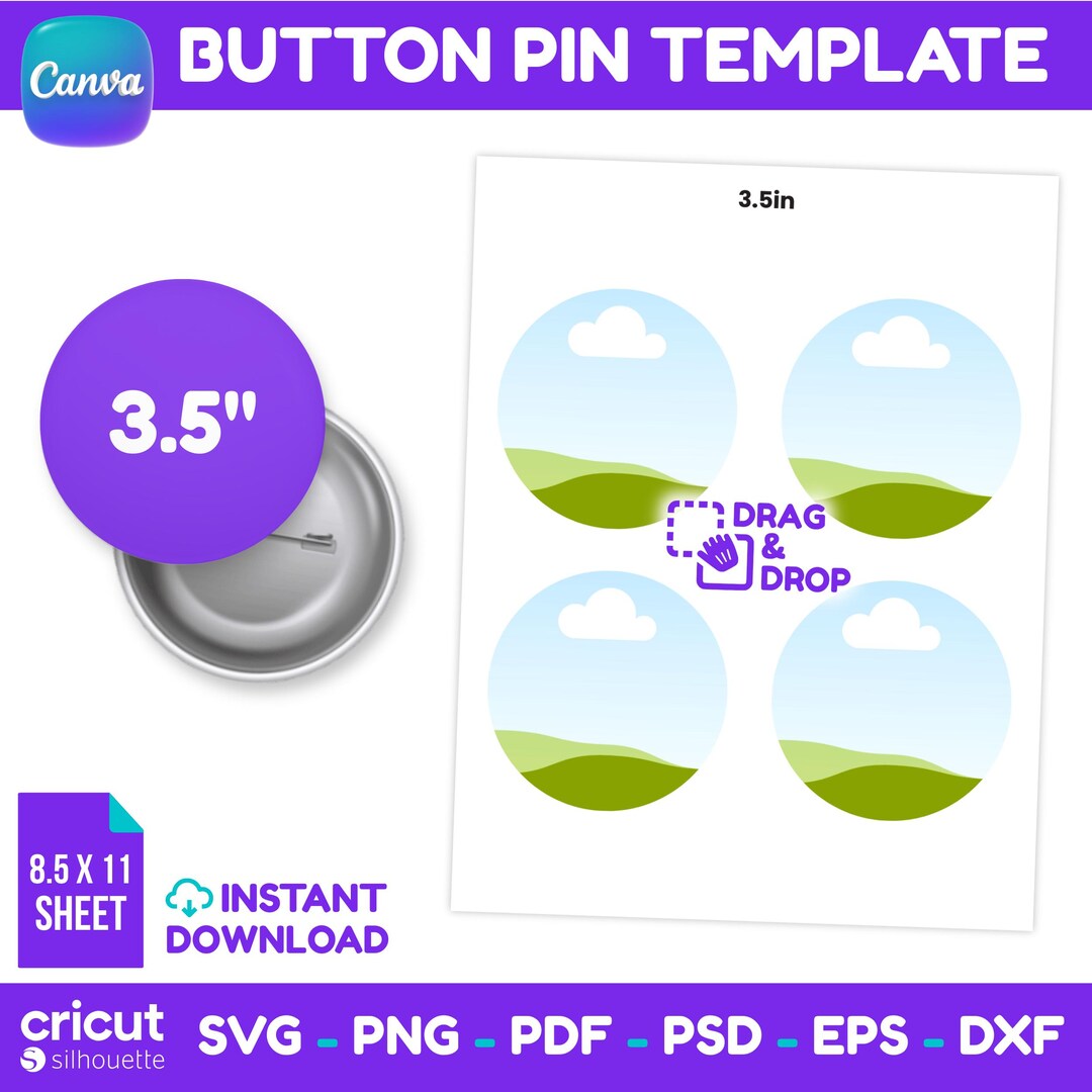 3.5 Inch Button Template 3.5 Inch Button Pin Template Canva Editable Round Badge Design (svg ...