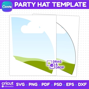 Party Hat Template, Editable Canva (svg, png, pdf, eps, dxf, psd), Cricut & Silhouette Compatible, Instant Download image 2