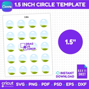 1.5 inch circle template (svg, png, pdf, dxf) printable sticker and label template for Cricut Silhouette Canva, Digital Download