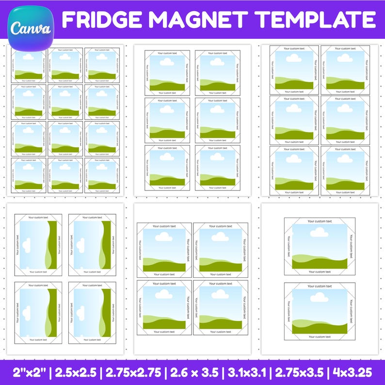Fridge Magnet Template Bundle, Square Magnet Template, Photo Magnet ...