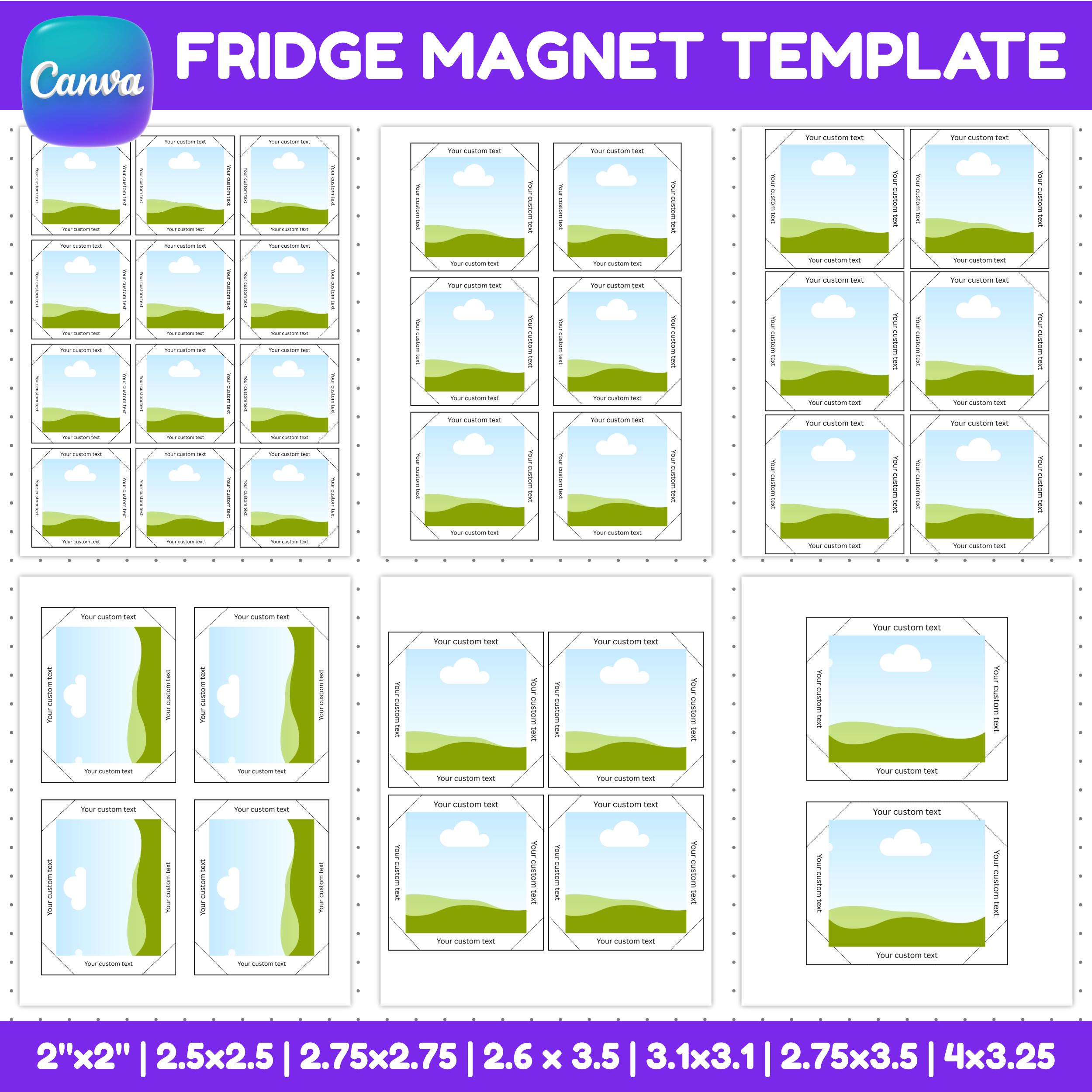 Fridge Magnet Template Bundle – 7 Sizes (2x2–4x3.25), Editable Canva ...