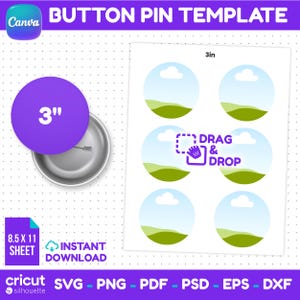 3 Inch Button Pin Template  Canva Editable Round Badge Design (svg, png, pdf, psd, eps, dxf)  Cricut Silhouette Instant Download